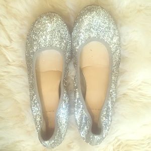 J. Crew silver glitter ballet flats